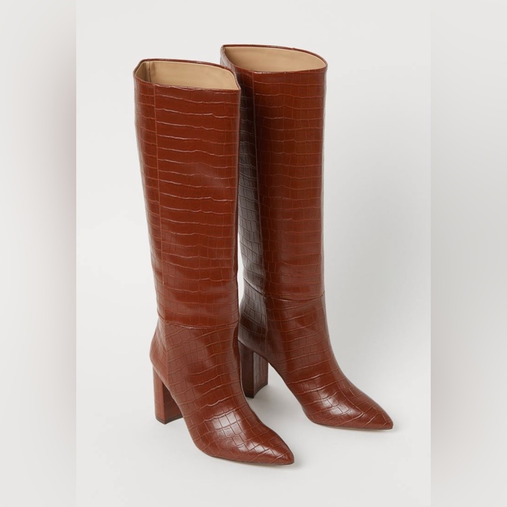 H&M Crocodile Patterned Boots (Size 7)